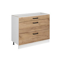 KÜCHENUNTERSCHRANK R-Line, Goldkraft Eiche/Weiß, 100 cm ohne Arbeitsplatte - Eichefarben/Weiß, Holzwerkstoff (100/81.6/46cm) - Vicco