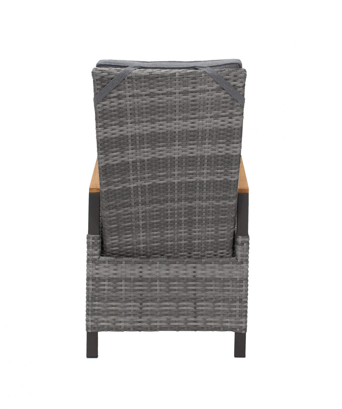 GARTENSTUHL Nizza 68x57x110 cm, Polyrattan, Teakholz, Grau - Grau, Kunststoff (57/110/68cm) - dasmöbelwerk