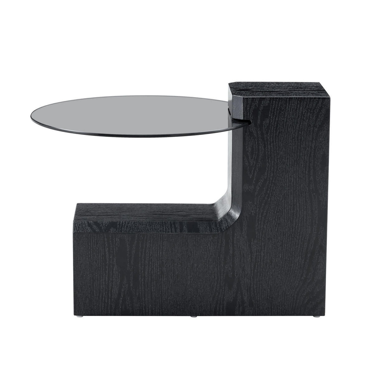 COUCHTISCH-SET rund 61/30 cm aus Glas und MDF in Schwarz mit 2 Ebenen - Schwarz, Holzwerkstoff (61/61/30cm) - Flora Grace