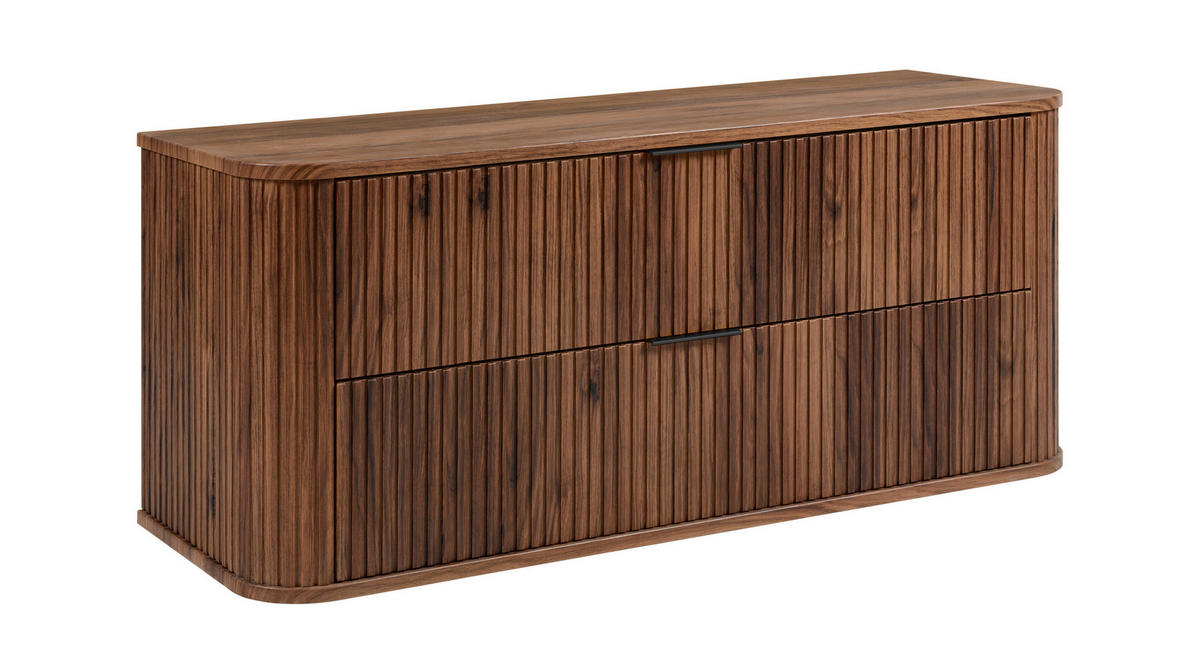 BADEZIMMERSCHRANK, Eiche-Nussbaum, Schwarze Griffe, 41,5 x 120 x 51,7 cm - Dunkelbraun/Schwarz, Holzwerkstoff/Kunststoff (120/51.7/41.5cm) - 3XE LIVING