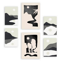 POSTER Set Mit 6 Mitternachtsmond In Kulissen Abstracts Ästhetische Dekorative Gemälde Für Ihr Wohnzimmer, Schlafzimmer, Zuhause A3 & A4 Rahmenlos - Klar, Papier (29/3cm) - Nacnic