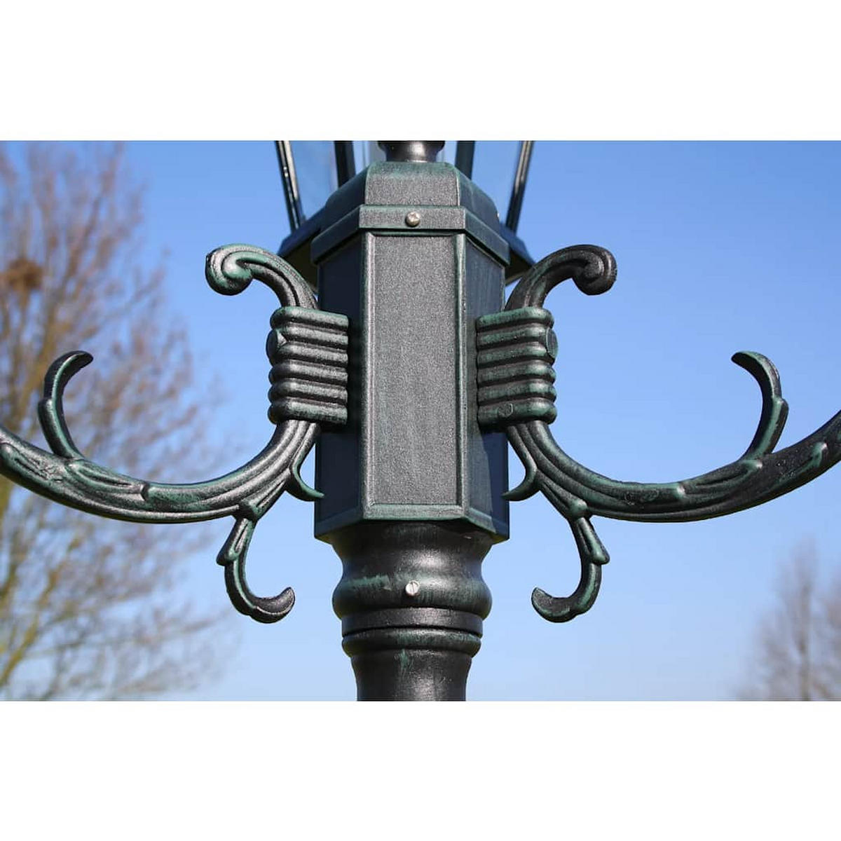 GARTENLATERNE 3-Flammig 230 Cm Dunkelgrün/Schwarz Aluminium - Grün, Metall (63/63/230cm) - vidaXL