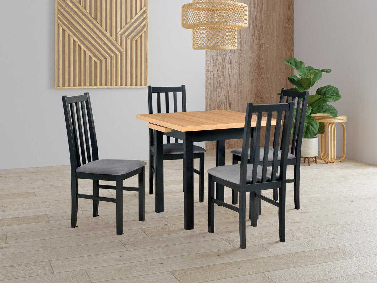ESSZIMMERSTUHL - Set 4x BOS 10, schwarz, Kronos 22 - Schwarz/Graphitfarben, Holz (43/94/40cm) - Leaf Design