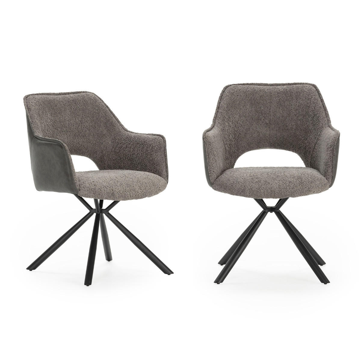 ESSZIMMERSTUHL Mariel Grau 62/60/47 cm 2er-Set - Grau, Textil (60/47/62cm) - Calicosy