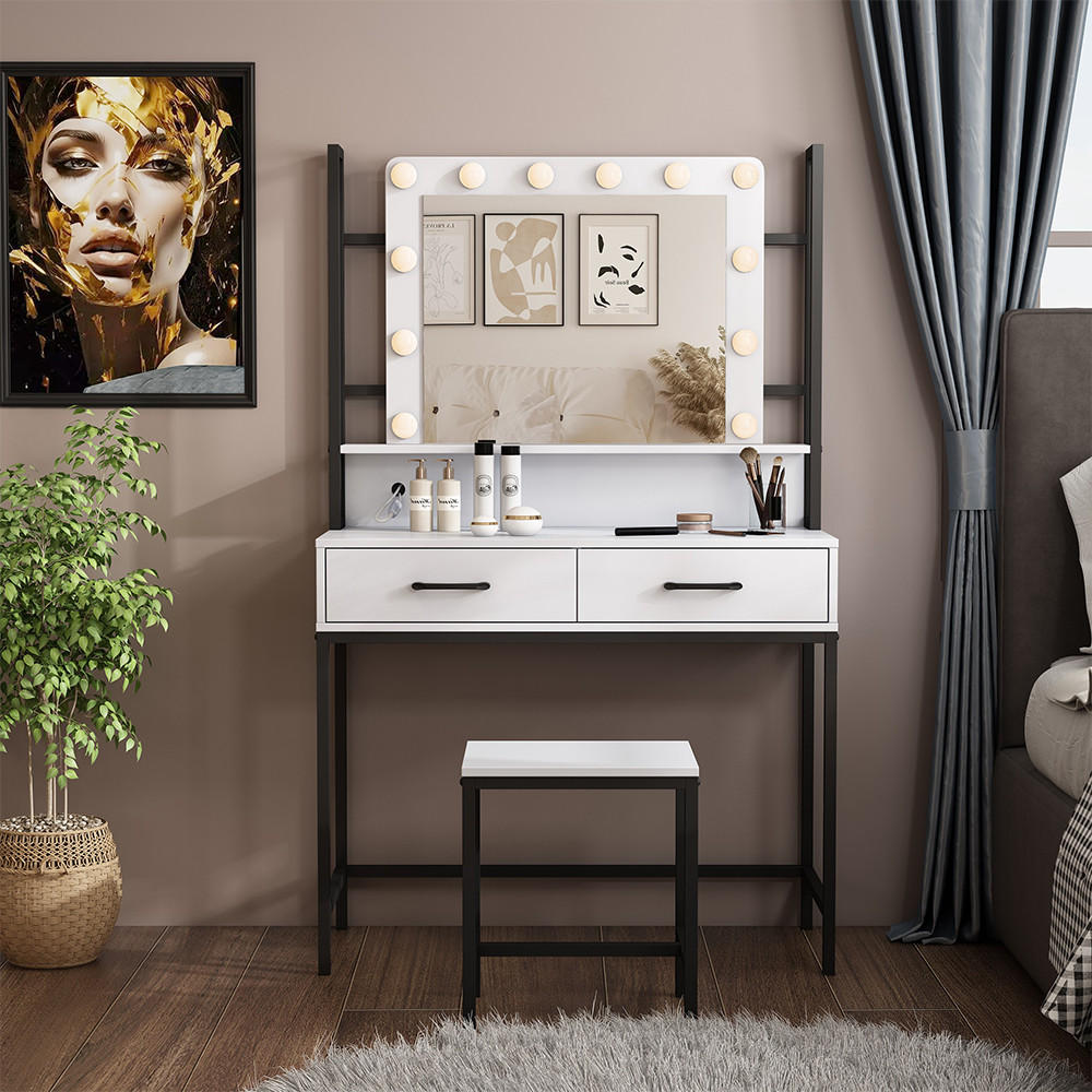 Thumbnail - Vicco Schminktisch, Weiß, Schwarz, Holzwerkstoff, Rechteckig, 90x146x40 cm, Schlafzimmer, Schminktische