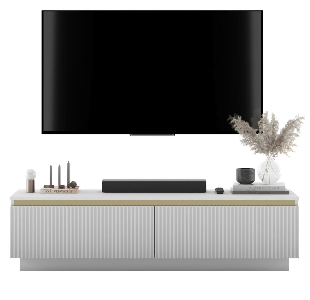 TV-SCHRANK Selene 140 cm Weiß matt Glamour - Weiß, Holzwerkstoff (140/37/35cm) - Meble Lindner