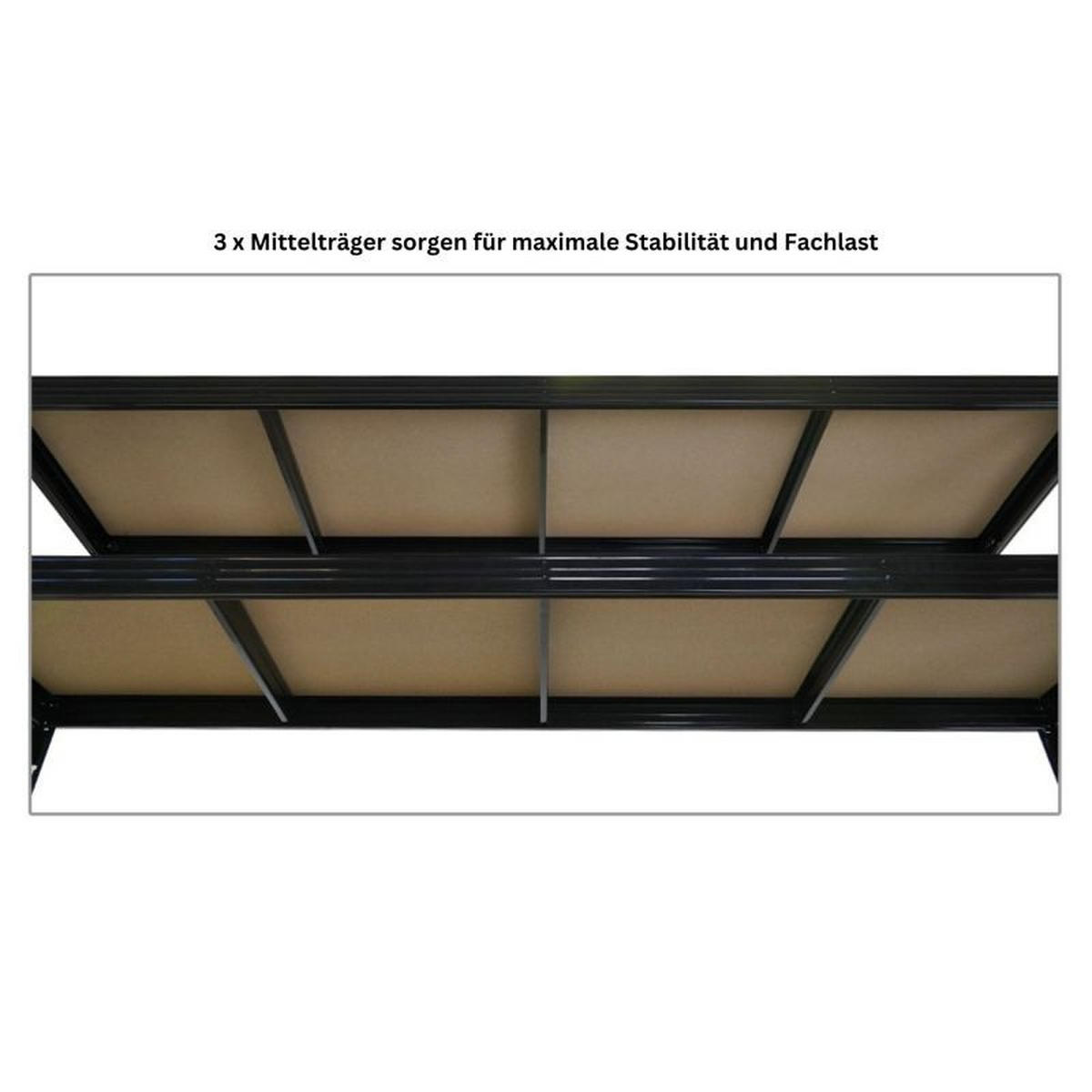 SCHWERLASTREGAL 2er-Set Rhino 180x240x60cm 4 Spanplatten-Ebenen 8mm Fachlast 450kg Schwarz - Schwarz, Metall (480/180/60cm) - PROREGAL