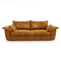 SOFA 3-Sitzer Samt Senf 232cm - Dunkelgelb, Textil (232/92/102cm) - Sia Home