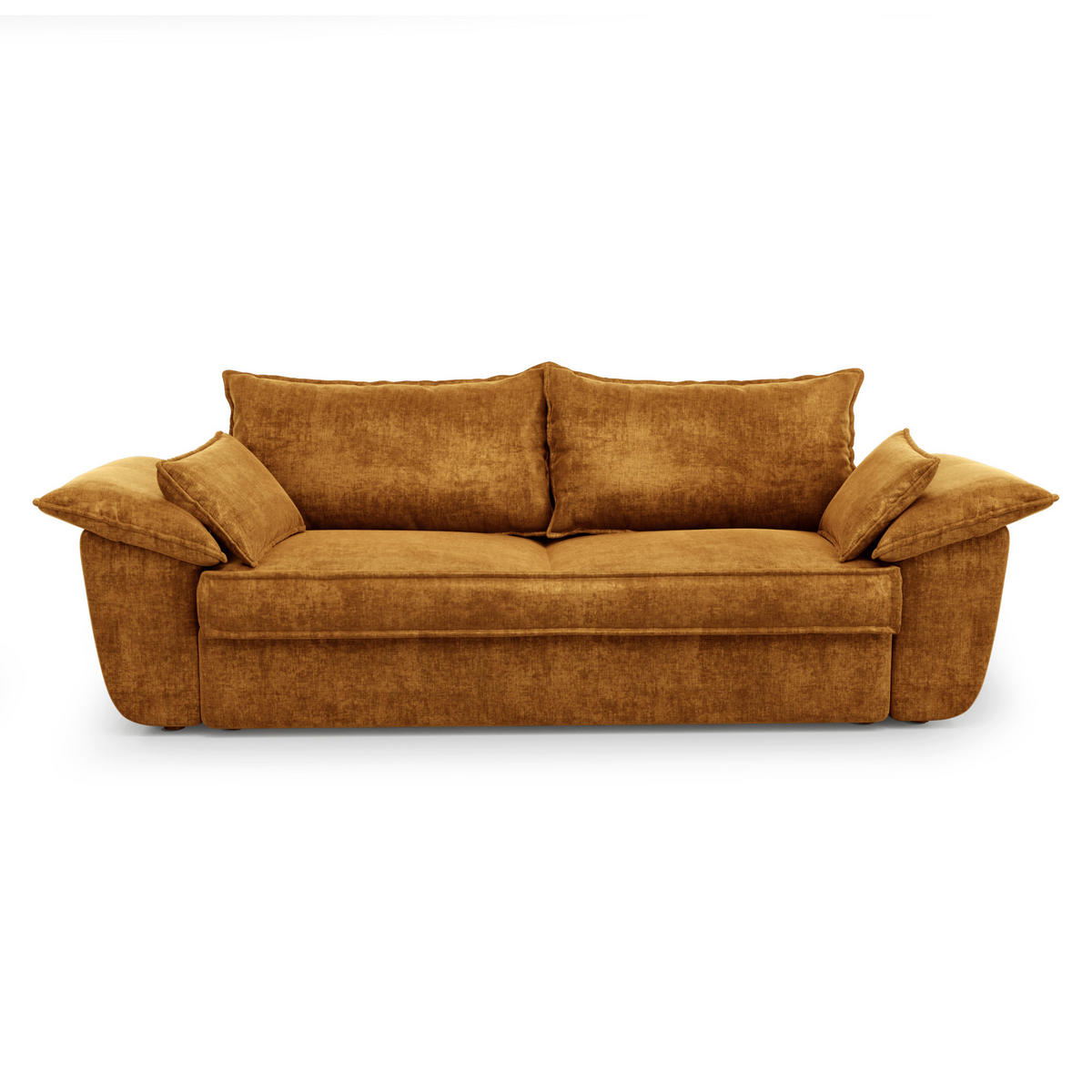 SOFA 3-Sitzer Samt Senf 232cm - Dunkelgelb, Textil (232/92/102cm) - Sia Home