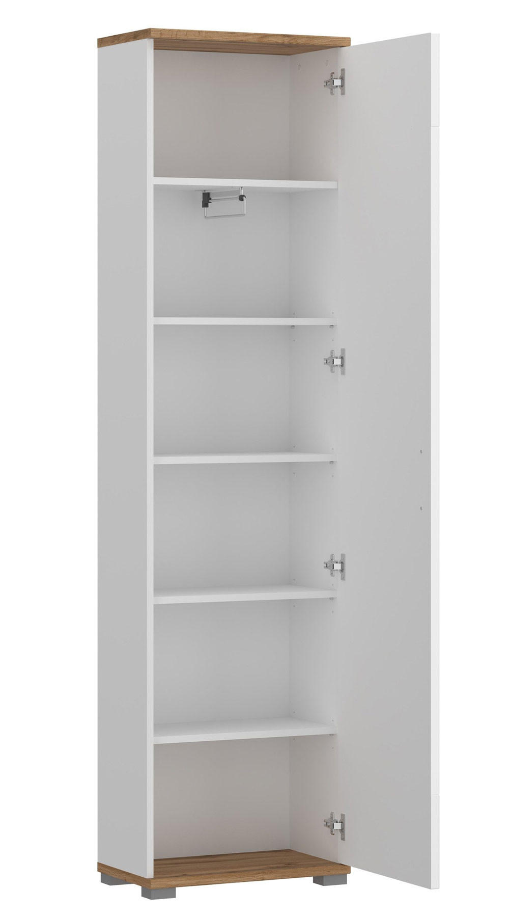 GARDEROBENSCHRANK Hola Wotan Eiche / weiß 50 / 33,5 / 198,5cm - Eichefarben/Silberfarben, Holz/Holzwerkstoff (50/198.5/33.5cm) - Feldmann-Wohnen