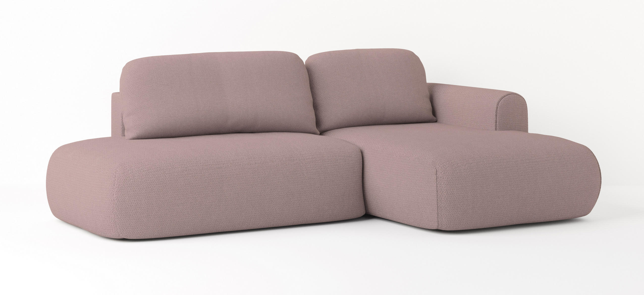 ECKSOFA NUVIRA R-S Rosa Geflochtener Stoff mit Schlaffunktion - Rosa, Holz (274/165cm) - MASSENO