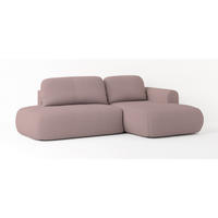 ECKSOFA NUVIRA R-S Rosa Geflochtener Stoff mit Schlaffunktion - Rosa, Holz (274/165cm) - MASSENO