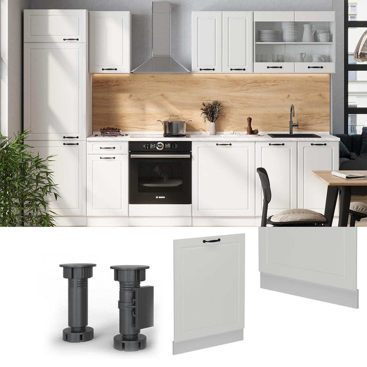 GESCHIRRSPÜLBLENDE R-Line Weiß Landhaus 60 cm ohne Arbeitsplatte - Weiß, Holzwerkstoff (60/81.8/1.6cm) - Vicco