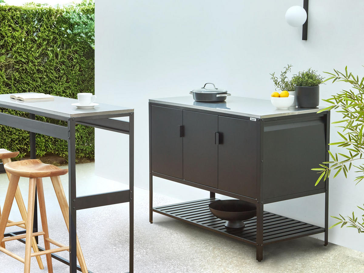 OUTDOOR-BARTISCH Schwarz Maenza - Schwarz, Metall (120/105/40cm) - Beliani
