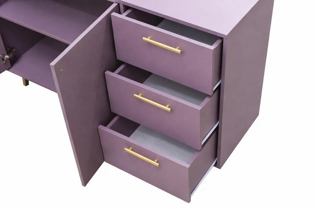 KOMMODE Nancy mit 3 Schubladen und 2 Türen, Sideboard in Farbe: Rosa, Schrank in Größe: 140 x 86 x 41 cm - Rosa, Holzwerkstoff (140/86/41cm) - Agmat-Furniture