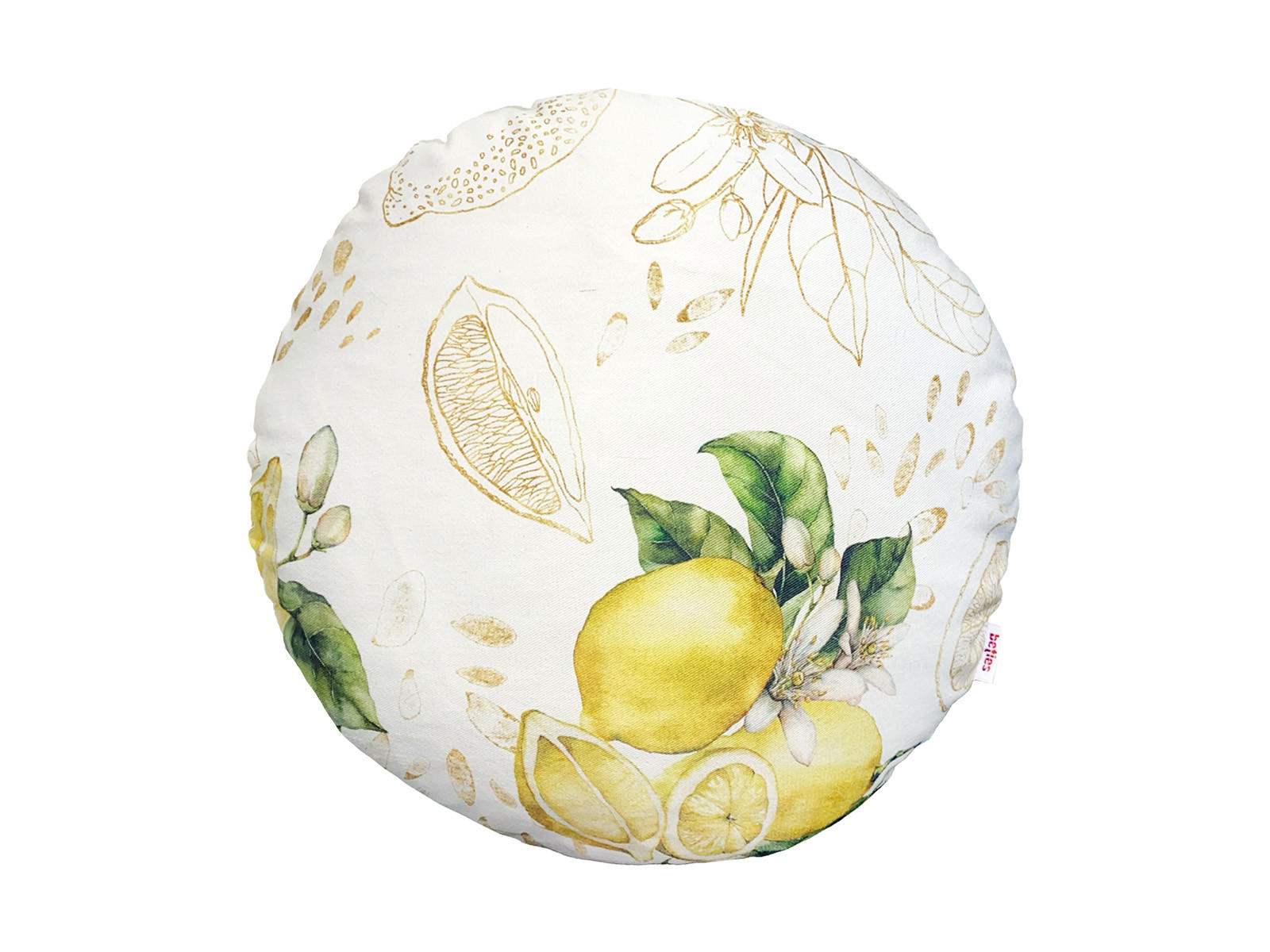 KISSENHÜLLE Rund Italy Collection Zitronen 40 cm Ø - Ecru/Gelb, Textil (40/40cm) - beties Heimtextil