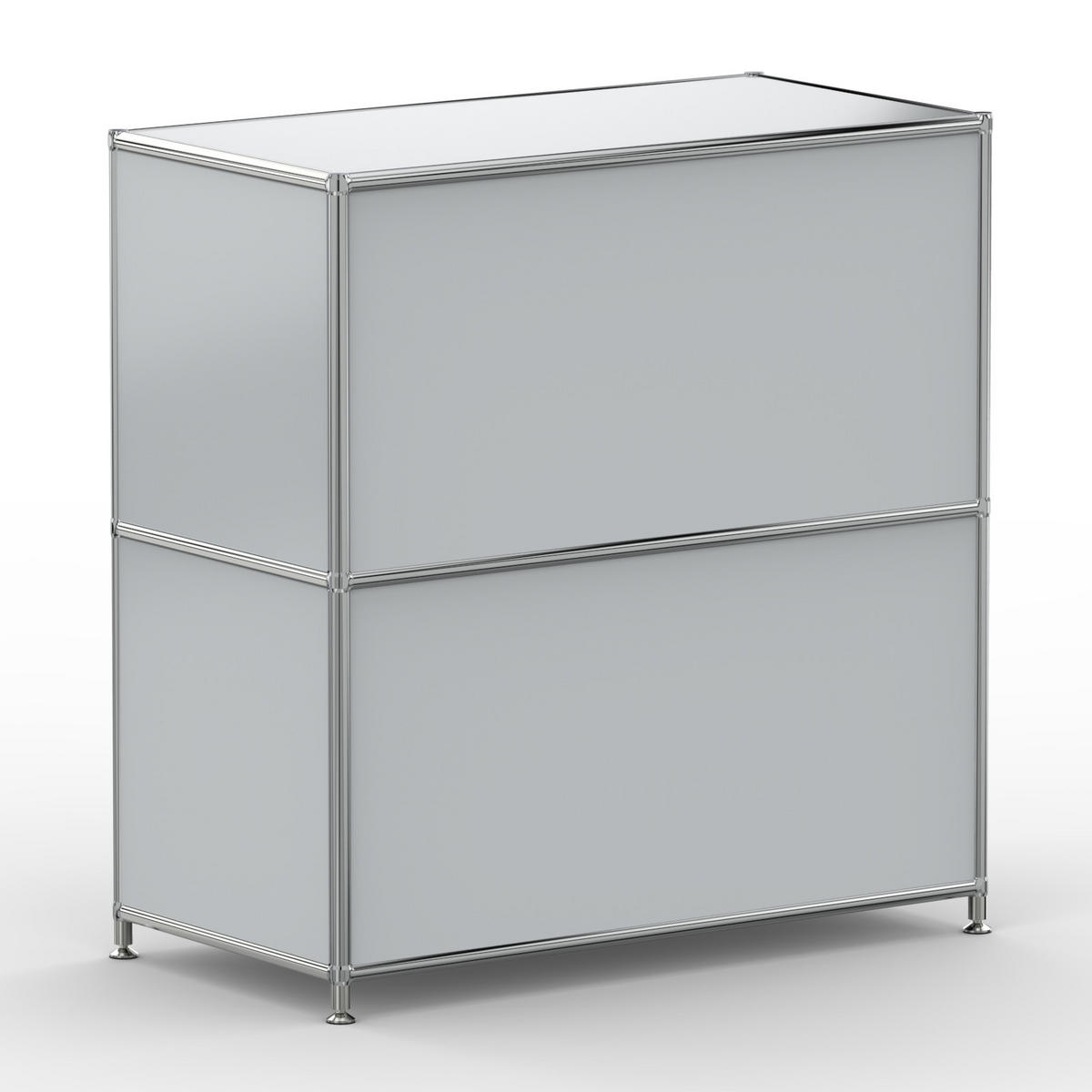AKTENSCHRANK Büro, 2 offene Fächer, Breite 77 cm, Lichtgrau - Chromfarben/Hellgrau, Metall (40/80.5/77.2cm) - Versee
