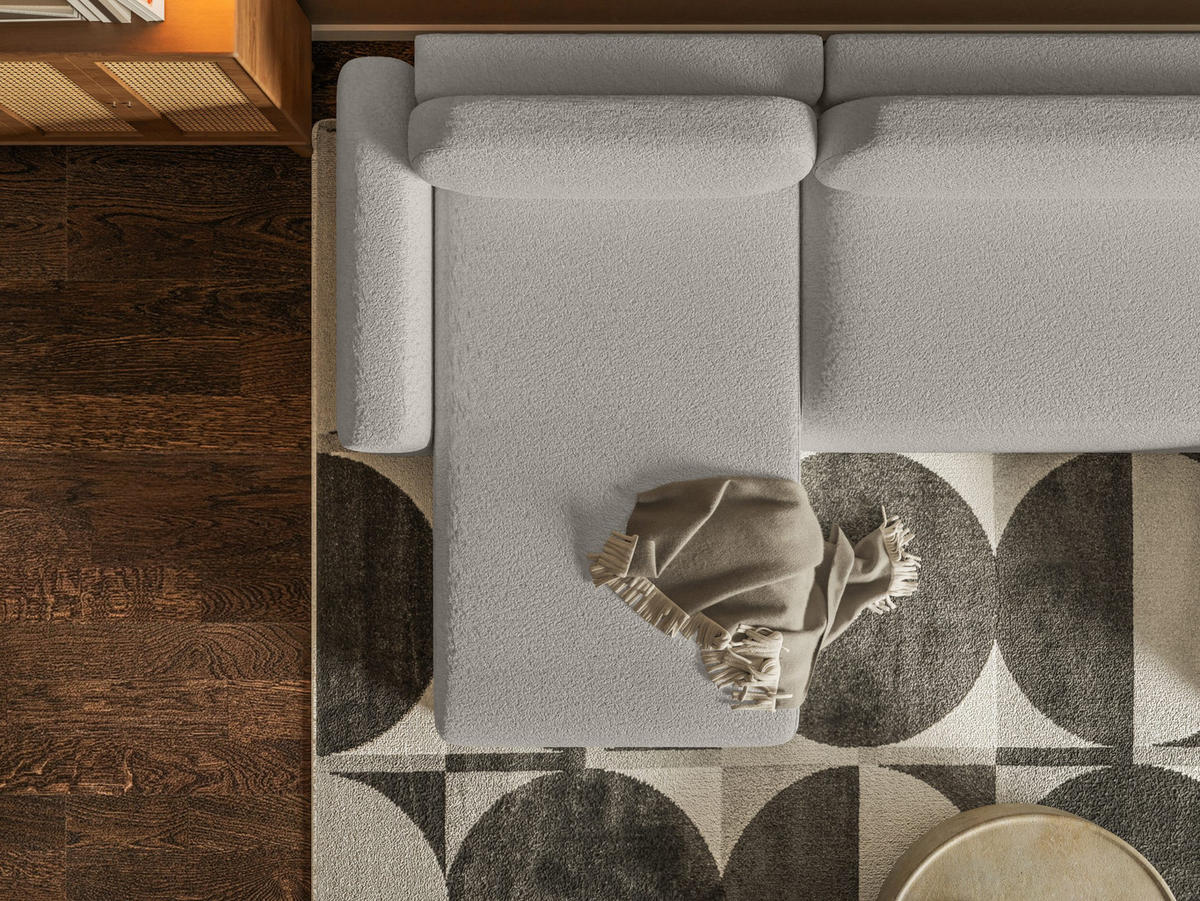 WOHNLANDSCHAFT Lome U mit Schlaffunktion, Silber - Grau, Textil (386/70/185cm) - Fedve