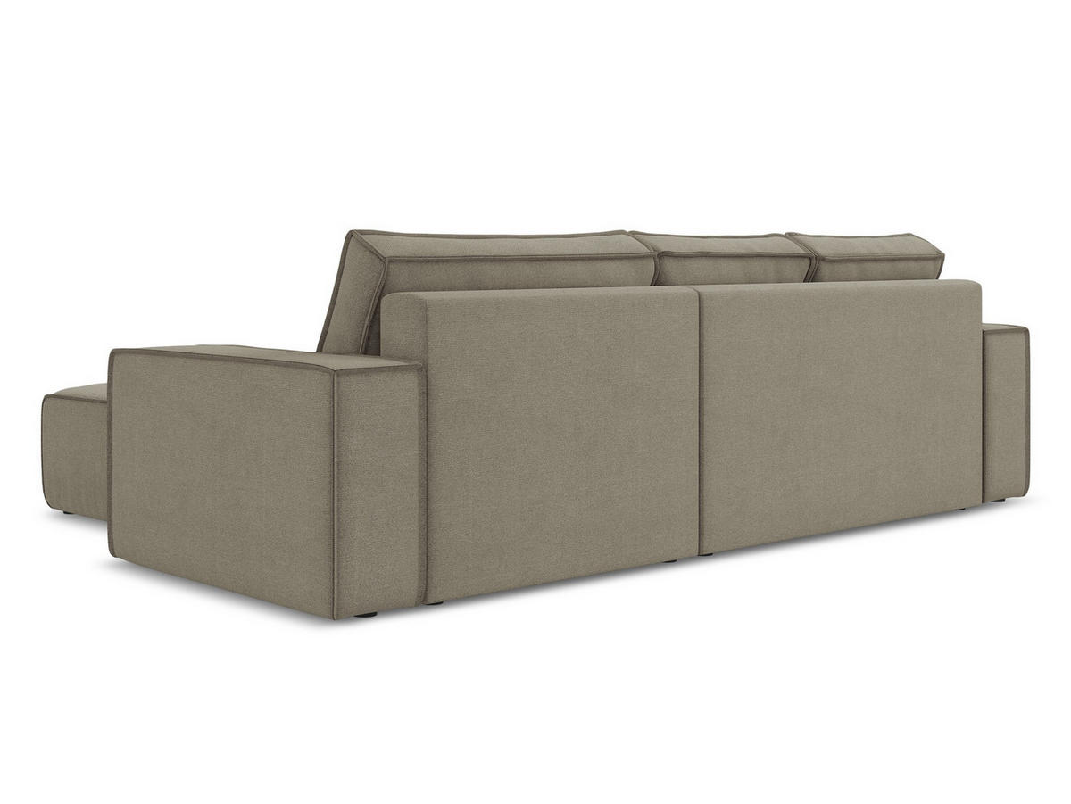 ECKSOFA mit Schlaffunktion Strukturstoff Stoff Beige - Beige/Schwarz, Kunststoff/Textil (290/185cm) - Makamii