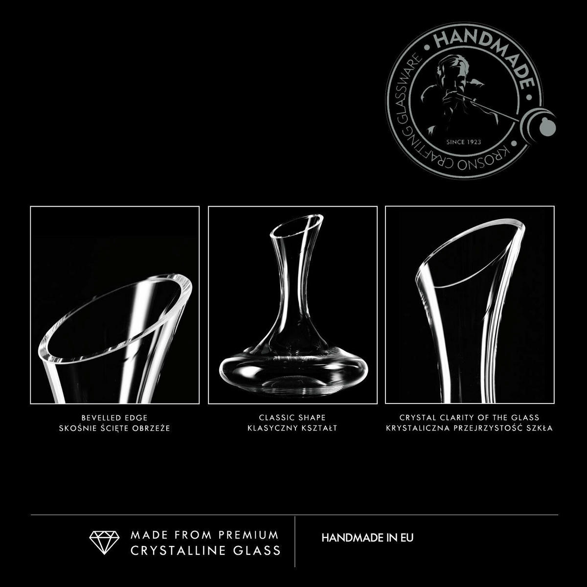 WEIN-DEKANTER KARAFFE, 1 Stk., 1500 ml, Handgemacht - Transparent, Glas (1.5L) - Krosno Glass