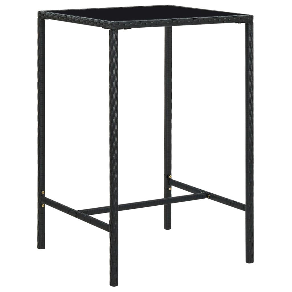 BISTROTISCH Joni Schwarz 70x70x110 cm Rattan und Glas - Schwarz, Kunststoff (70/70/110cm) - DELUKE