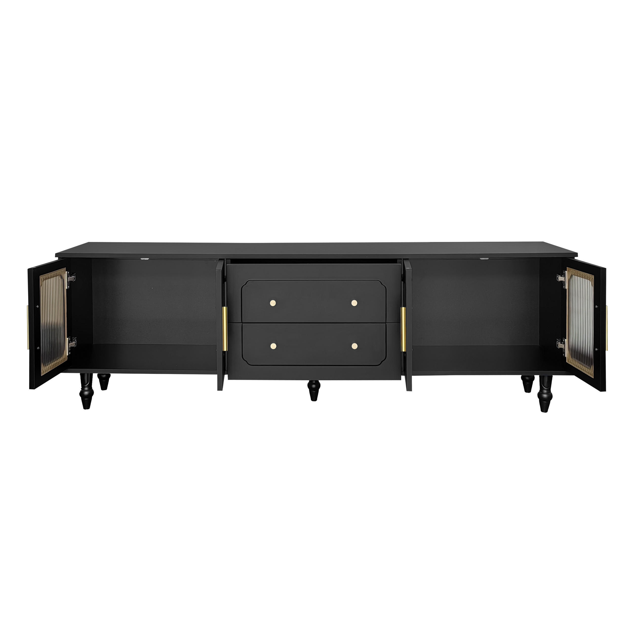 TV-BOARD Schwarz 175/38/55.5 cm - Schwarz, Holzwerkstoff (175/55.5/38cm) - PANGIVO
