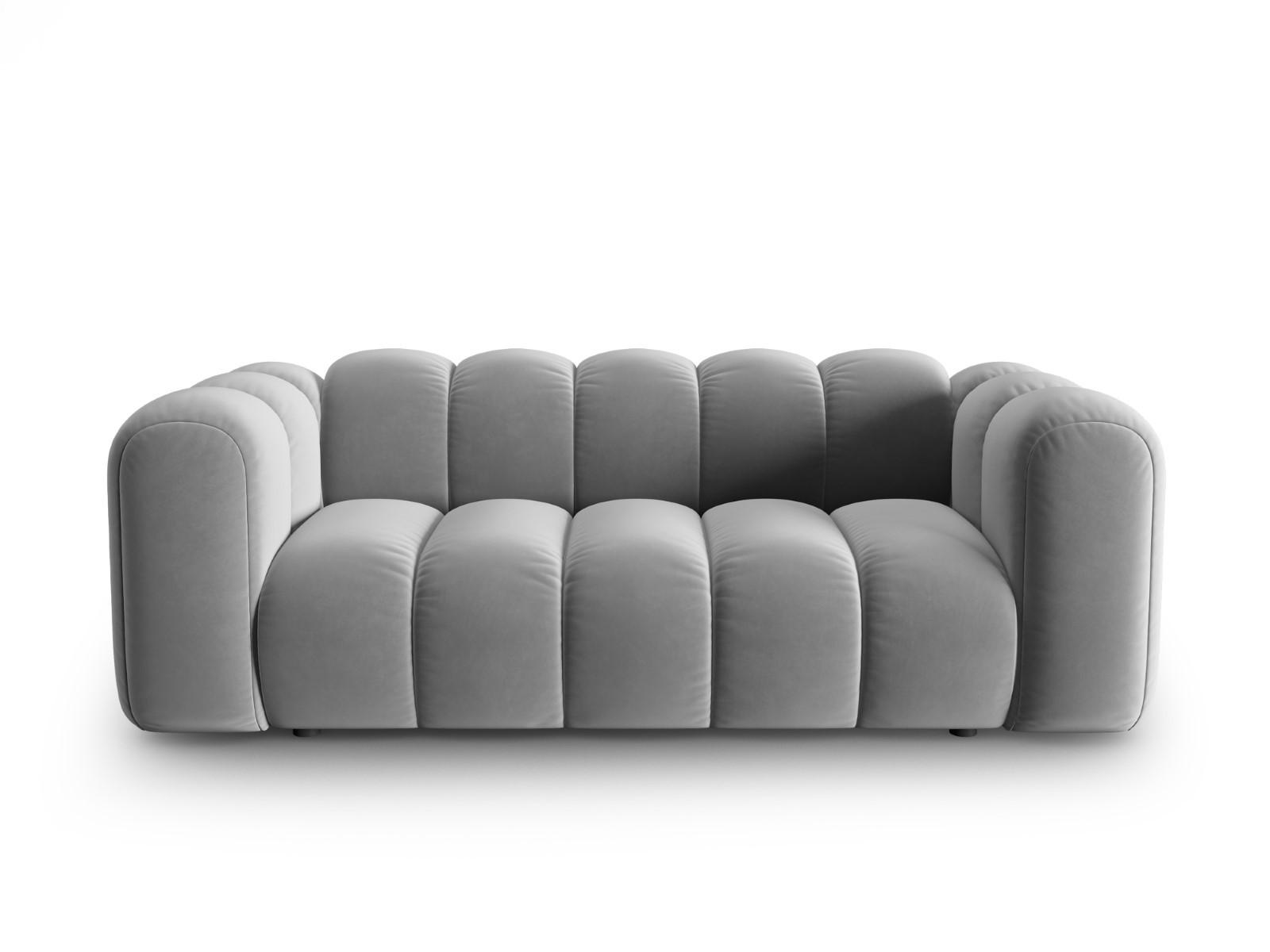 SOFA Lupine aus Samt grau 2 Sitzplätze - Grau, Textil (200/70/95cm) - Micadoni