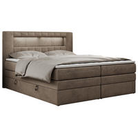 BOXSPRINGBETT GOLD-5 KING LED 160/200 Braun Velvet - H3 - Braun, Holz/Textil (160/200cm) - MKS