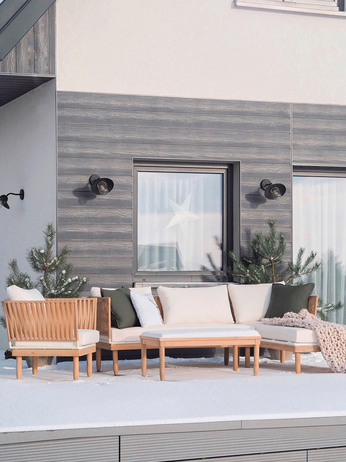 LOUNGE-SET hellbraun linksseitig Cremona - Hellbraun, Holz - Beliani