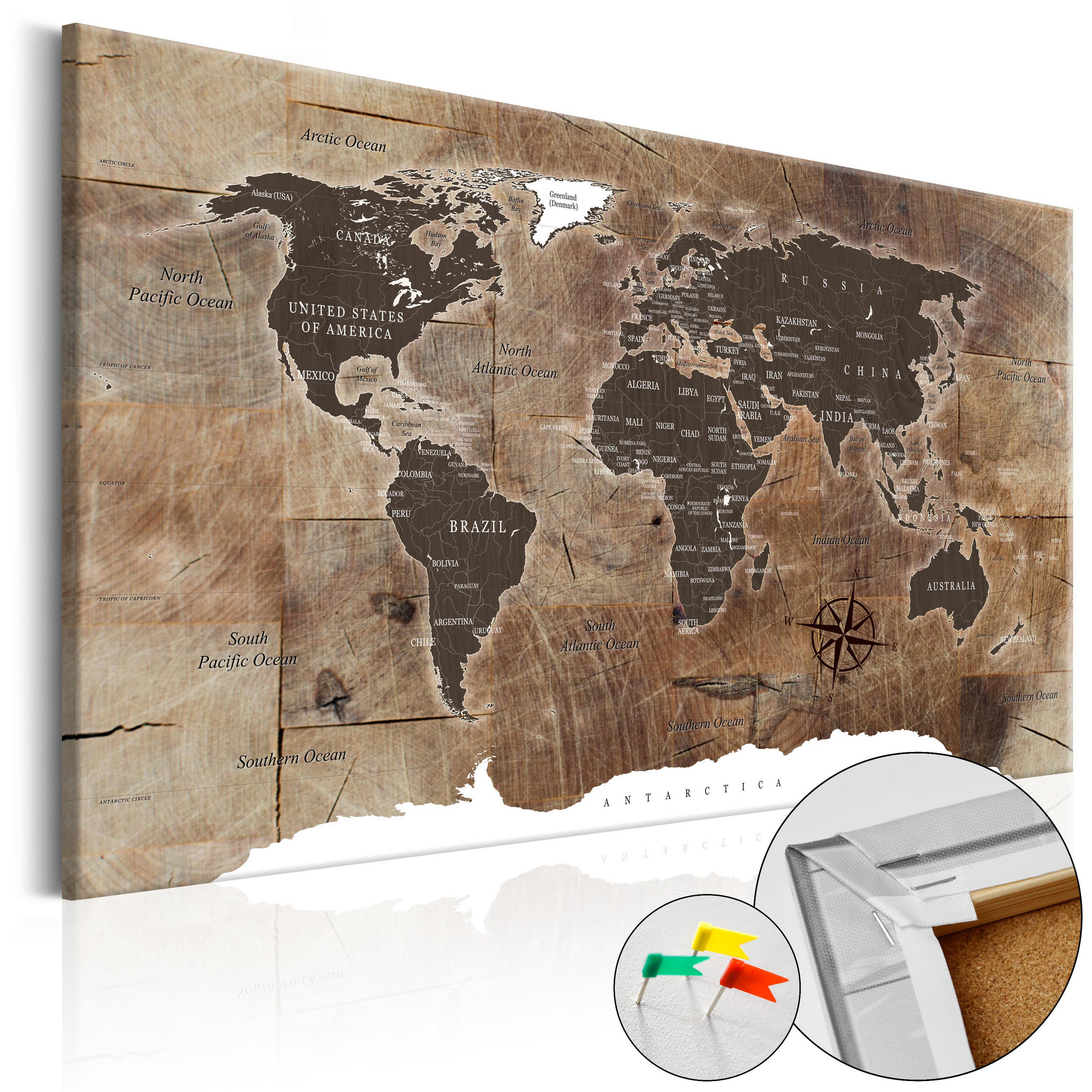 PINNWANDBILDER Braun 60/40 cm - Weiß/Braun, Naturmaterialien/Textil (60/40cm) - KUNSTLOFT