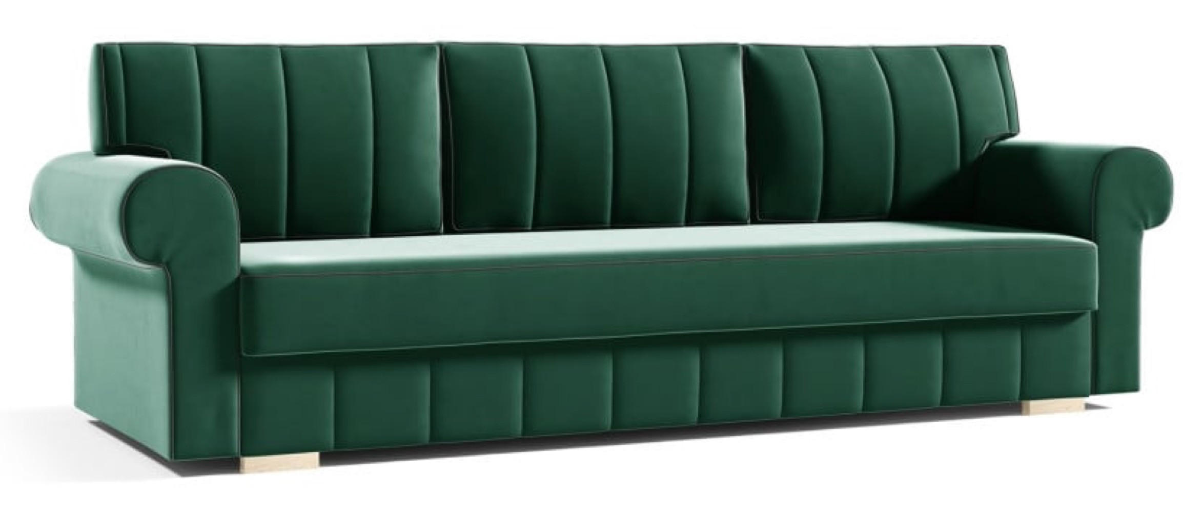 SOFA Grün INES Mit Steppnähten - Grün, Textil (237/90/85cm) - Sepro Meble