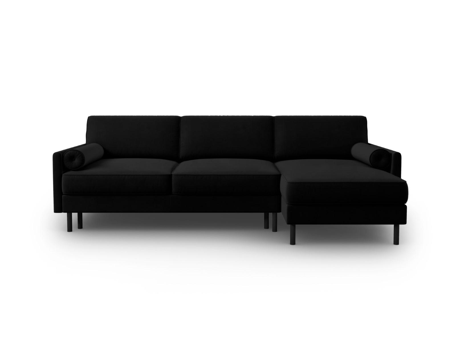 AUSKLAPPBARES-ECKSOFA rechts mit Container Scott aus Samt schwarz 5 Sitzplätze - Schwarz, Textil (142/212cm) - Micadoni