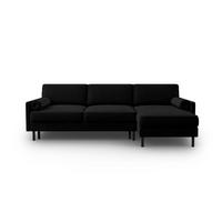 AUSKLAPPBARES-ECKSOFA rechts mit Container Scott aus Samt schwarz 5 Sitzplätze - Schwarz, Textil (142/212cm) - Micadoni