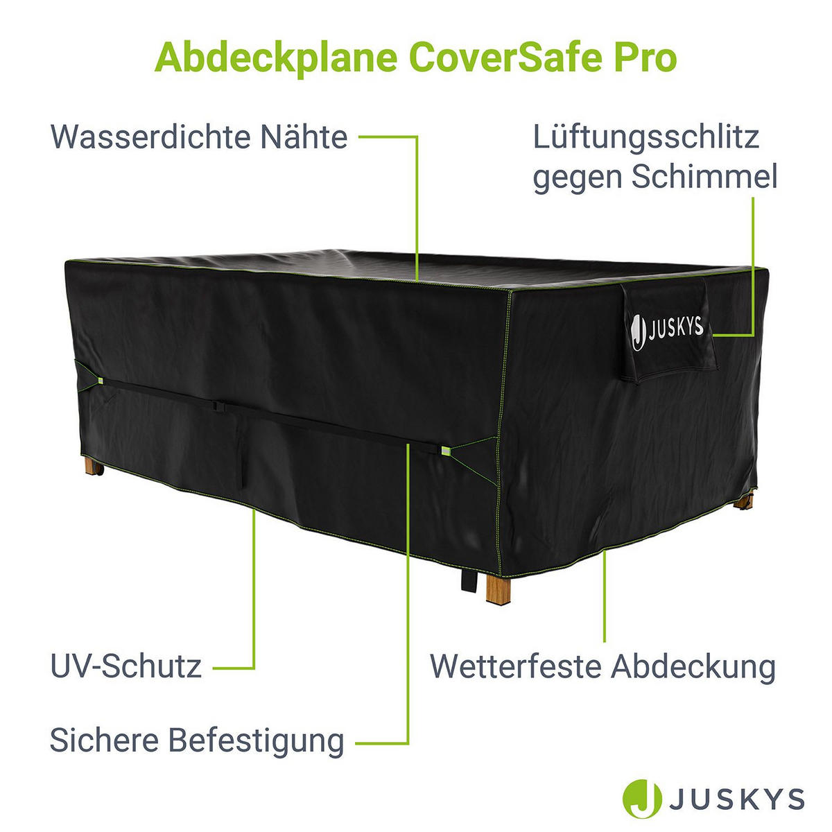 GARTENMÖBELABDECKUNG CoverSafe Pro schwarz - Schwarz, Kunststoff (140/75/220cm) - Juskys