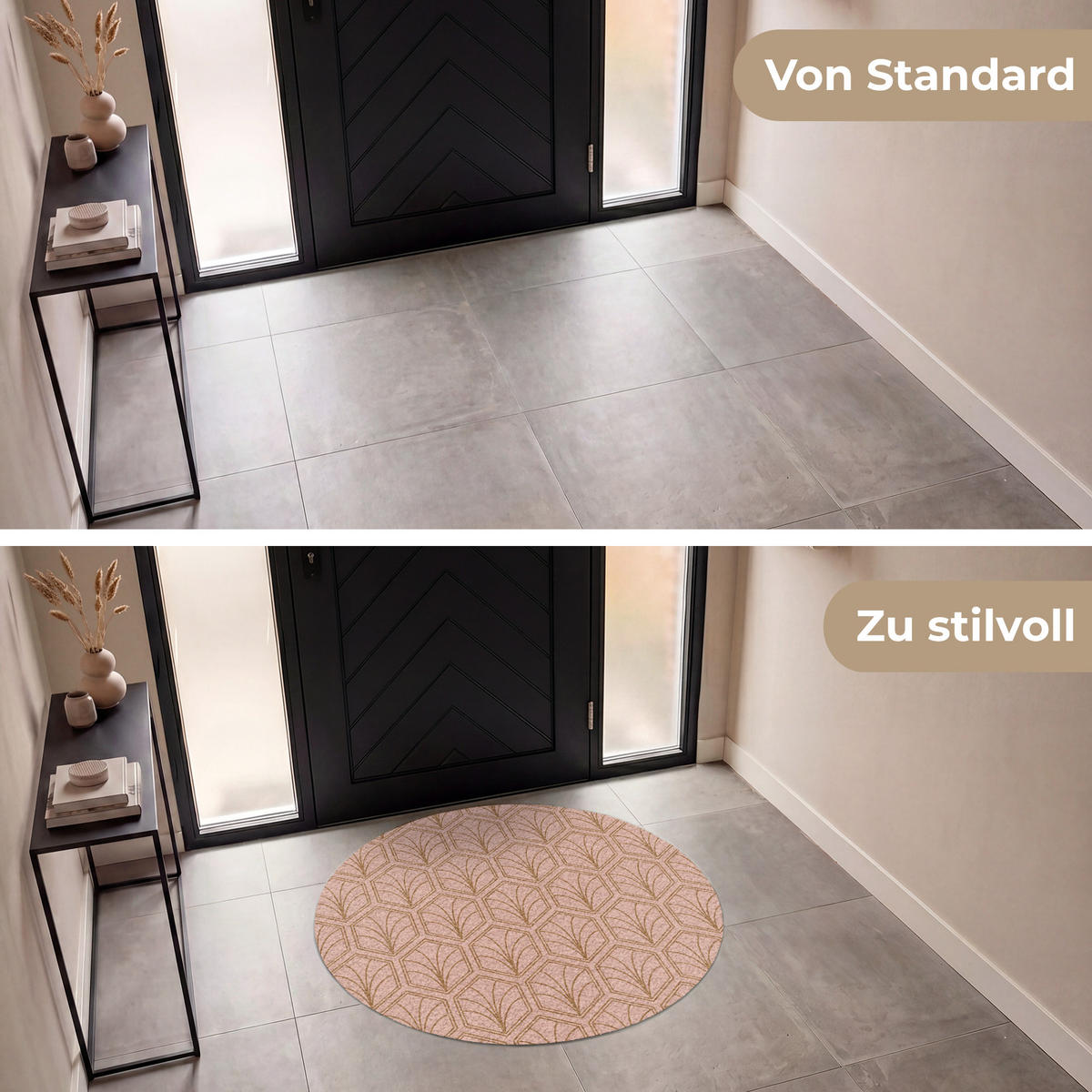 FUSSMATTE Lachsrosa - Muster - Geometrisch Schmutzfangmatte 120x120 cm - Altrosa, Kunststoff (120/120cm) - MuchoWow