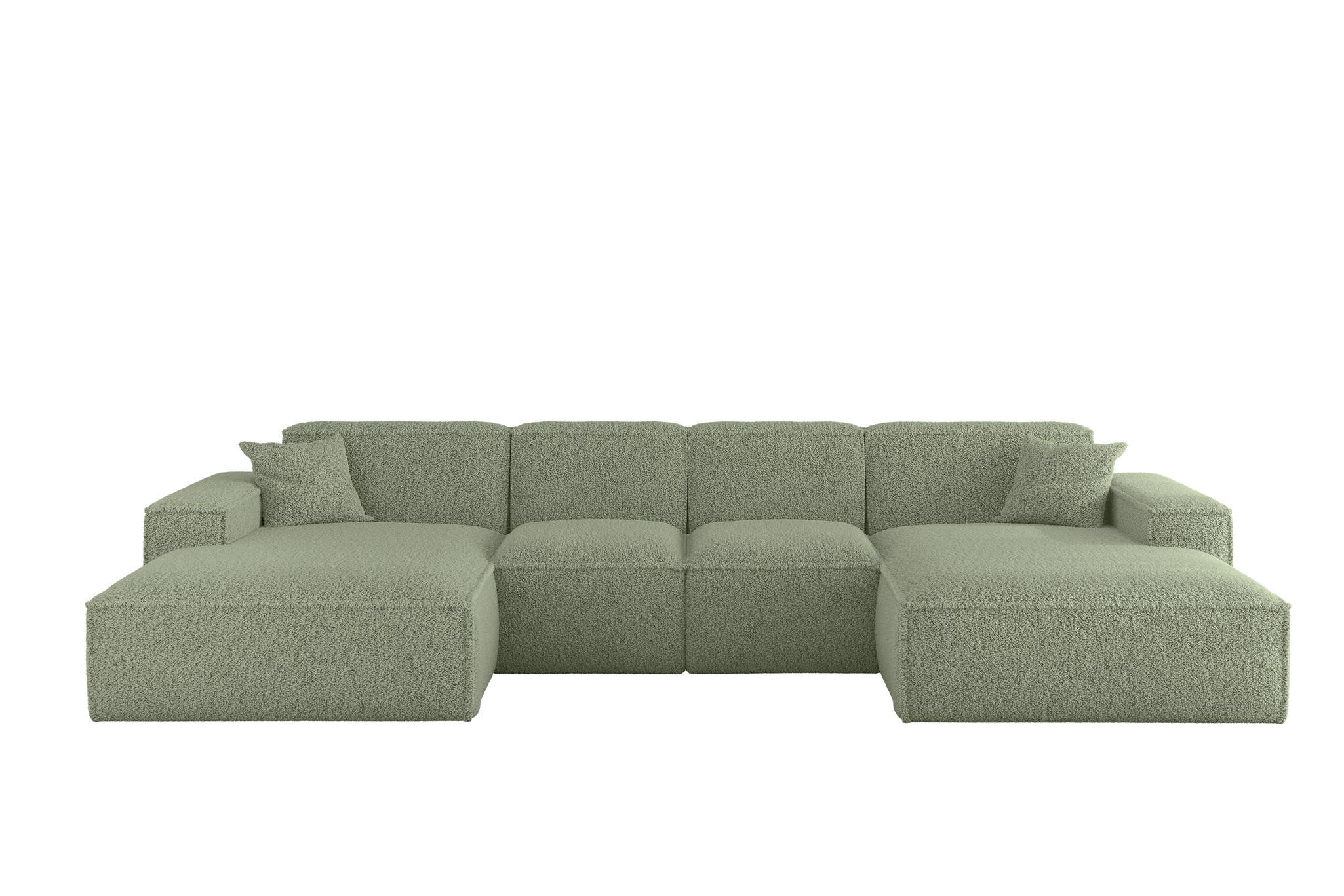 WOHNLANDSCHAFT Celes Premium Xs Sven - Grün, Holzwerkstoff/Textil (342/73/165cm) - Fun Möbel