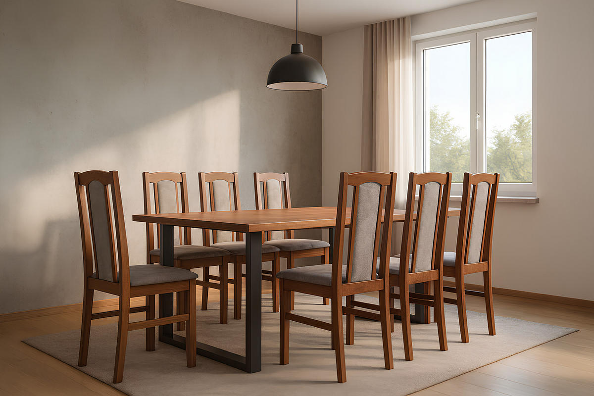 ESSZIMMERSTUHL - Set 4x Bos 7 nussbaum, dora 22 - Graubraun/Nussbaumfarben, Holz (43/96/40cm) - Leaf Design