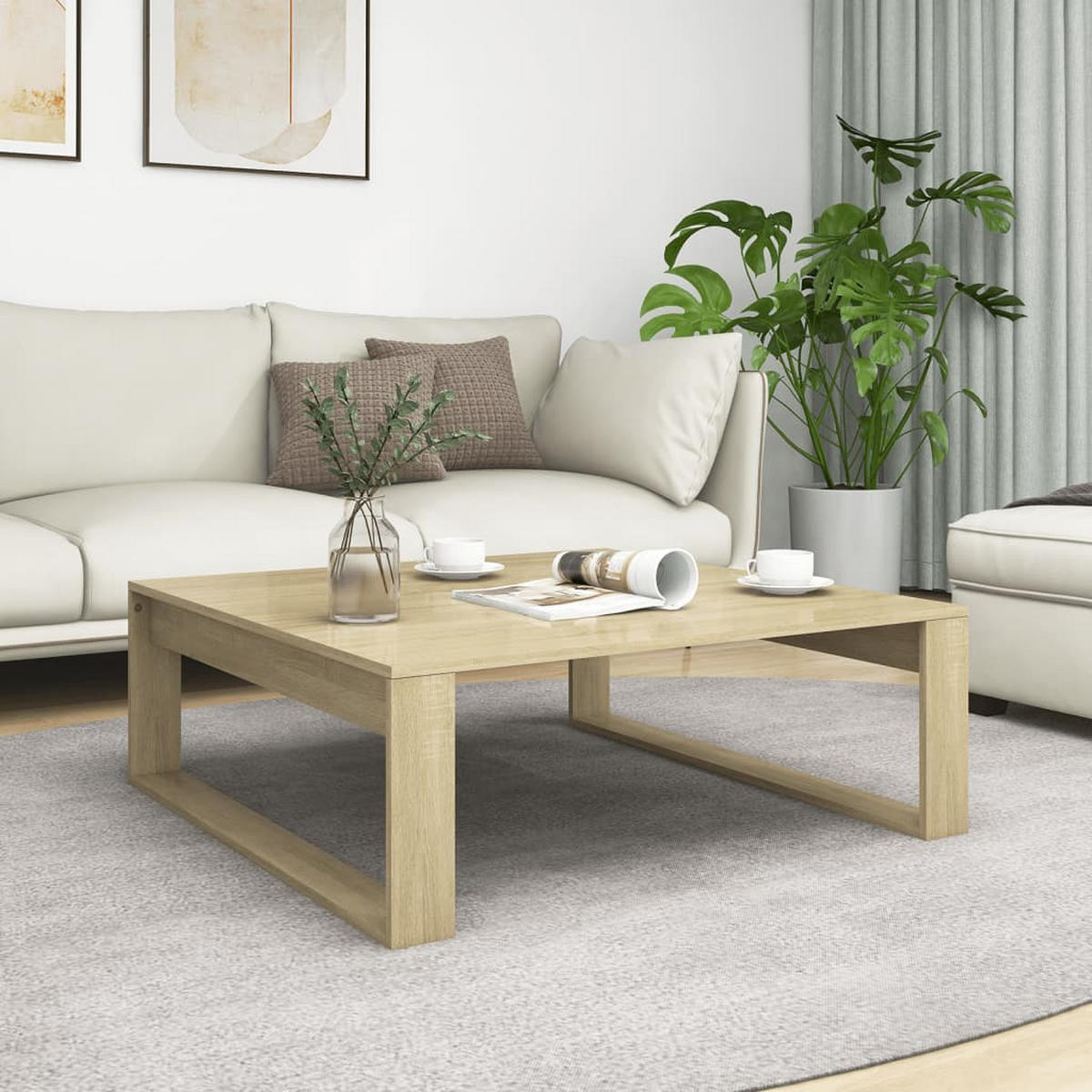 COUCHTISCH Sonoma-Eiche 100x100x35 cm Holzwerkstoff - Braun, Holzwerkstoff (100/100/35cm) - furnicato