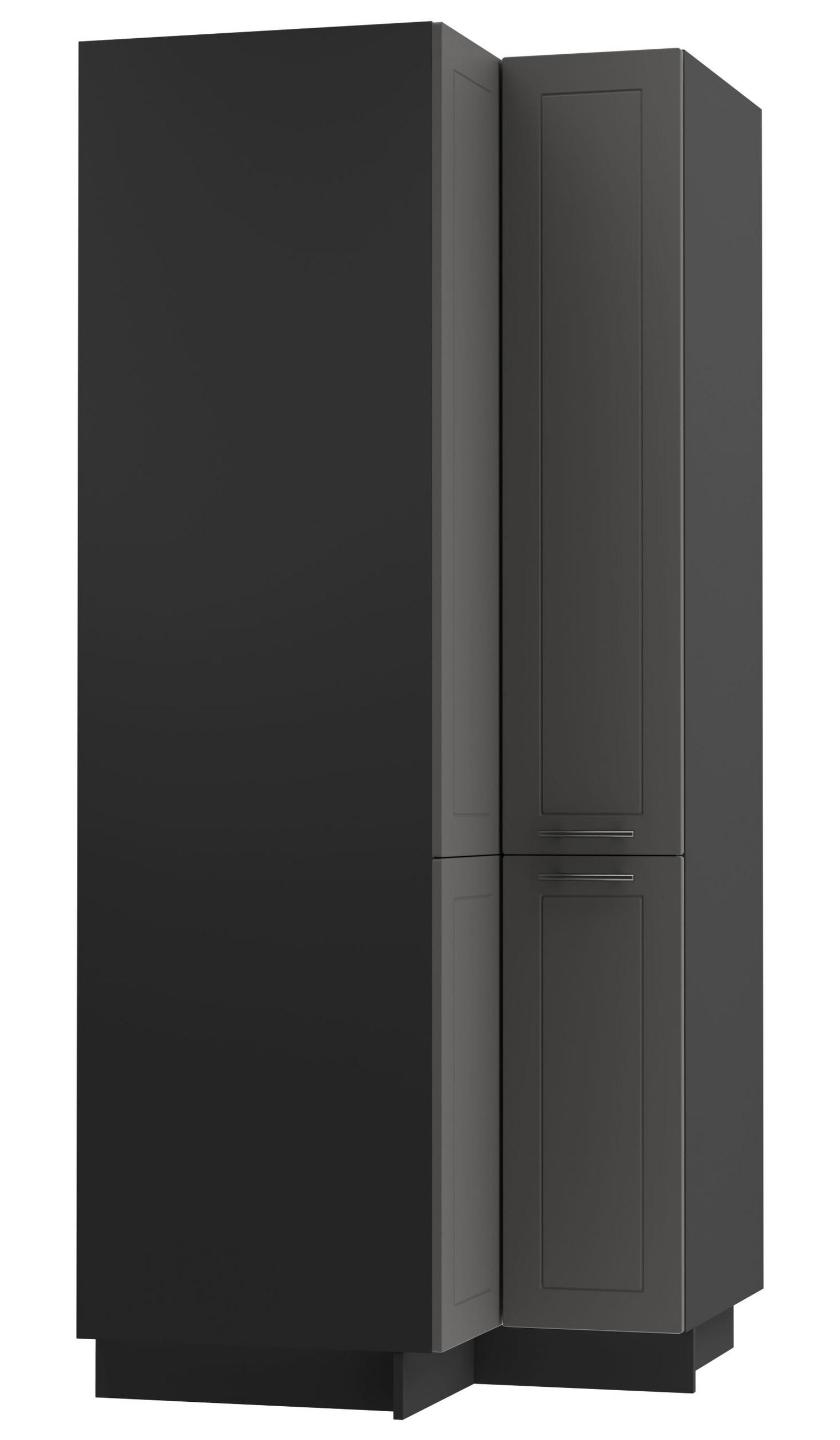 ECKVORRATSSCHRANK Kvantum D24N/207 Schwarz / Graphit Matt - Graphitfarben/Schwarz, Holz/Holzwerkstoff (90/207/90cm) - Feldmann-Wohnen