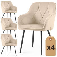 POLSTERSTUHL 4er Set, Metallbeine Beige, Schwarz 54,5/82,5/58 - Beige/Schwarz, Textil (55/83/58cm) - RAUMHIRSCH FURNITURE