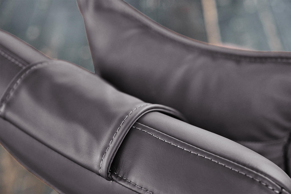 RELAXLIEGE CAVAL Grau Leder - Silberfarben/Grau, Leder/Metall (79/95/157cm) - KAWOLA