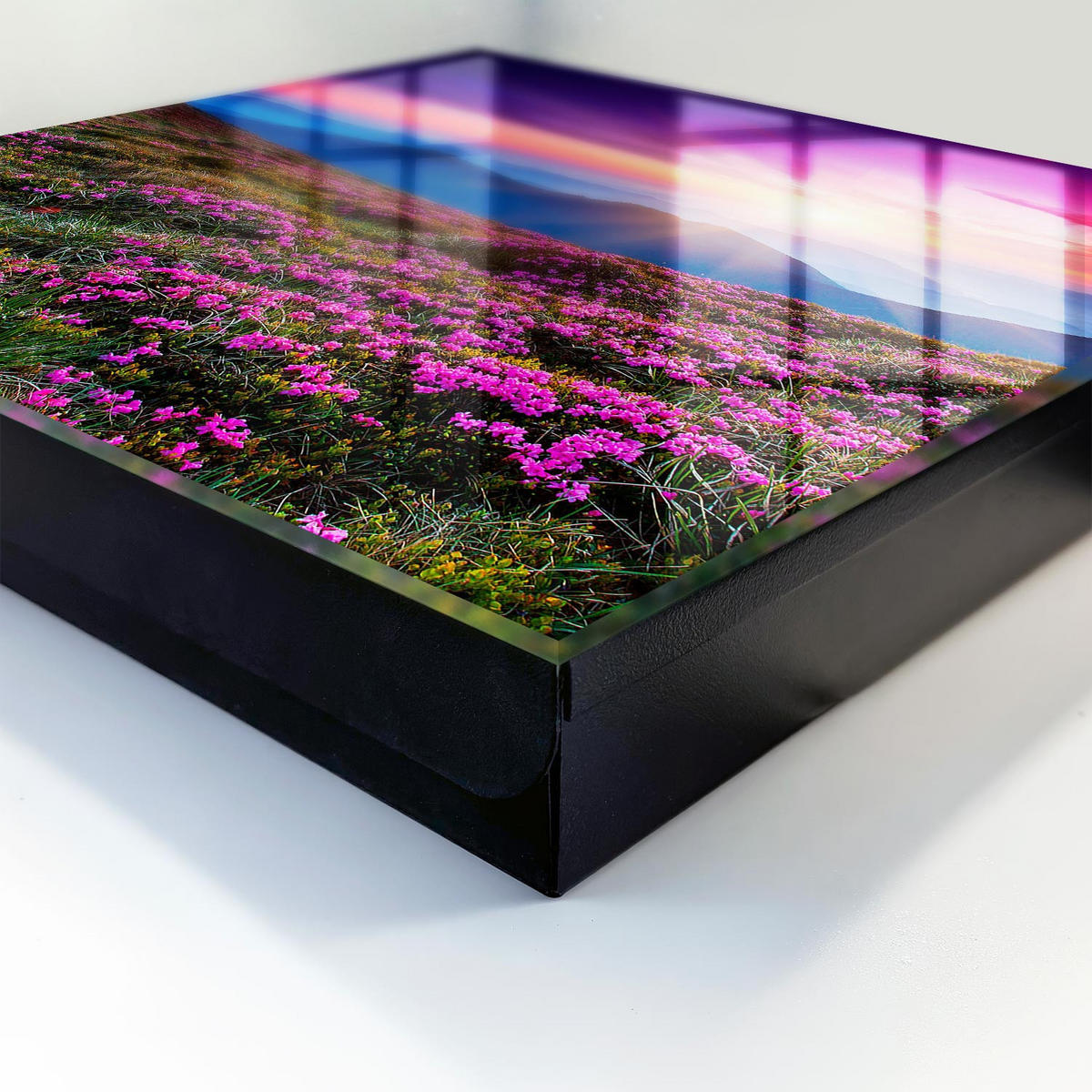 SCHLÜSSELBOX Schwarz 30x30 cm- Türöffnung nach rechts - Morgen in den Bergen - Pink, Metall (30/30/5cm) - TULUP