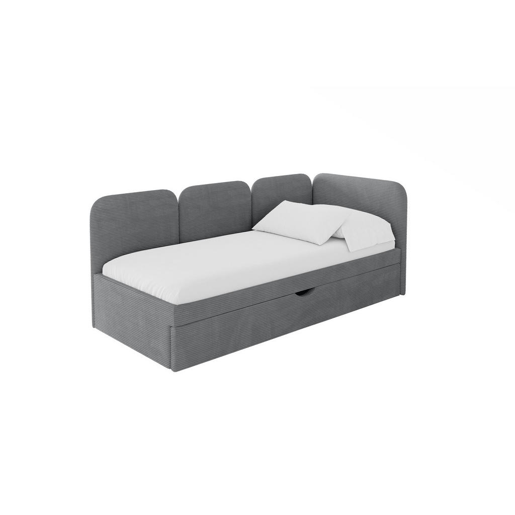 ALTDECOR JEDNOLŮŽKOVÁ POSTEL pro mládež s úložným prostorem, vlevo - ALVY 80x200 tmavě šedá