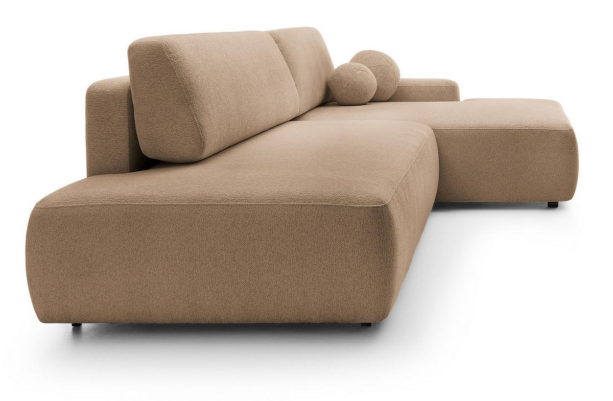 ECKSOFA 275 cm mit Schlaffunktion Orea O, Rechts, Braun - Braun, Holz (164/276cm) - Emporius