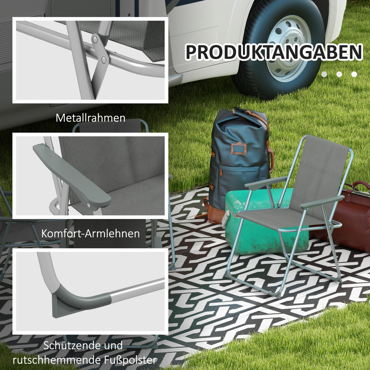 KLAPPSTUHL, Oxfordstoff, Grau - Grau, Kunststoff (54/76/53cm) - Outsunny