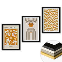WANDBILDER 3er-Set - 20x30 cm Schwarzer Rahmen - Poster mit geometrischen Pflanzenmustern - Schwarz, Kunststoff (20/30cm) - ArtPrintCave