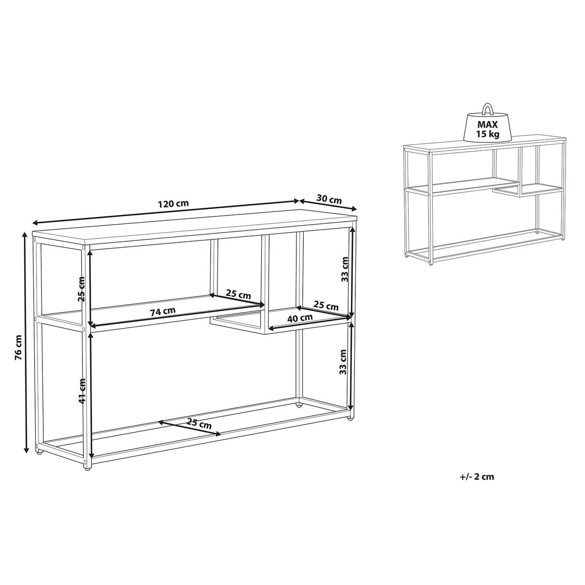 KONSOLENTISCH dunkler Holzfarbton/schwarz 30/120 cm rechteckig Belmont - Dunkelbraun/Schwarz, Holzwerkstoff (30/120/76cm) - Beliani