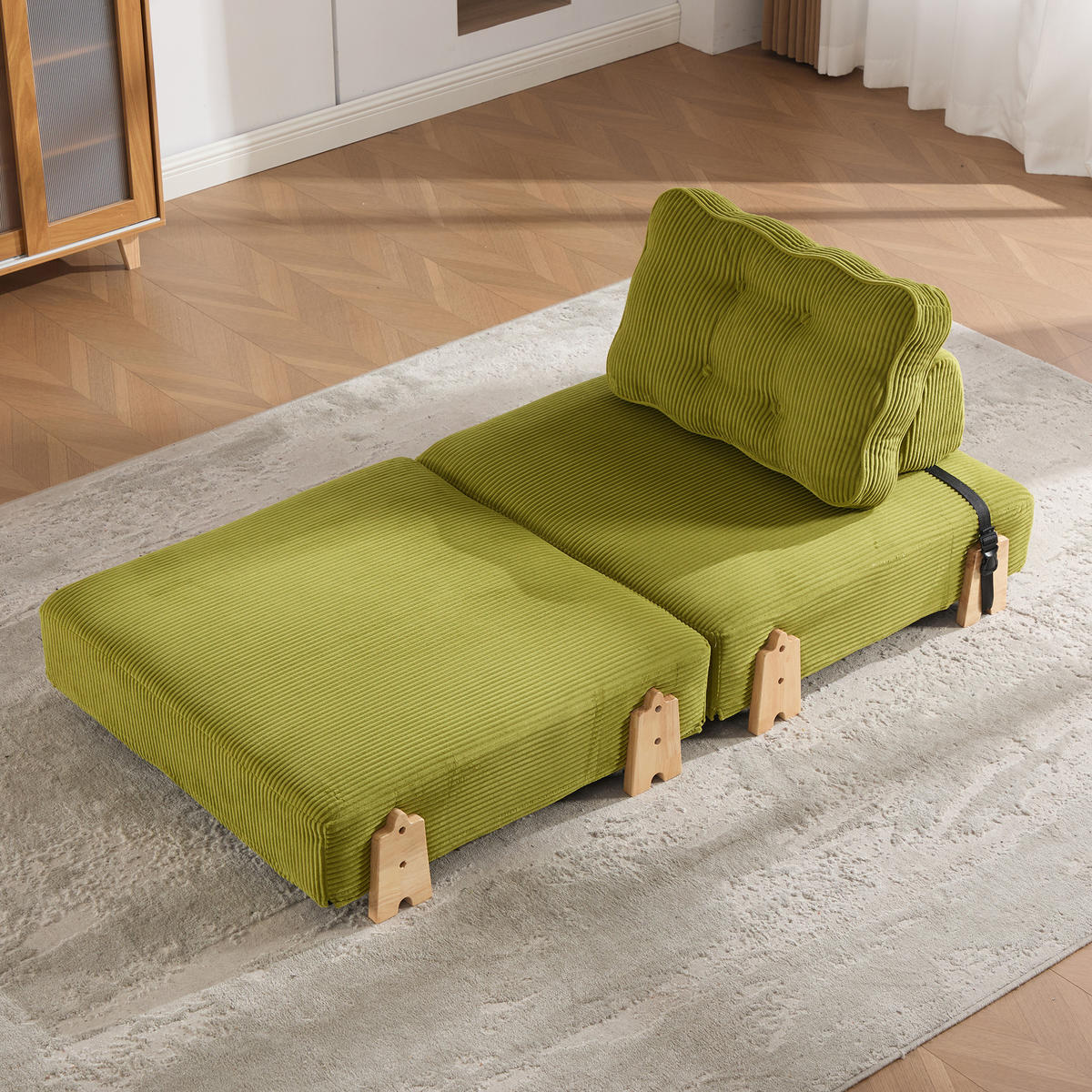 SCHLAFSESSEL ausklappbar mit Holzgestell, DE-42596, Fruchtgrün - Olivgrün, Holzwerkstoff (90/84/86cm) - ComfortXL