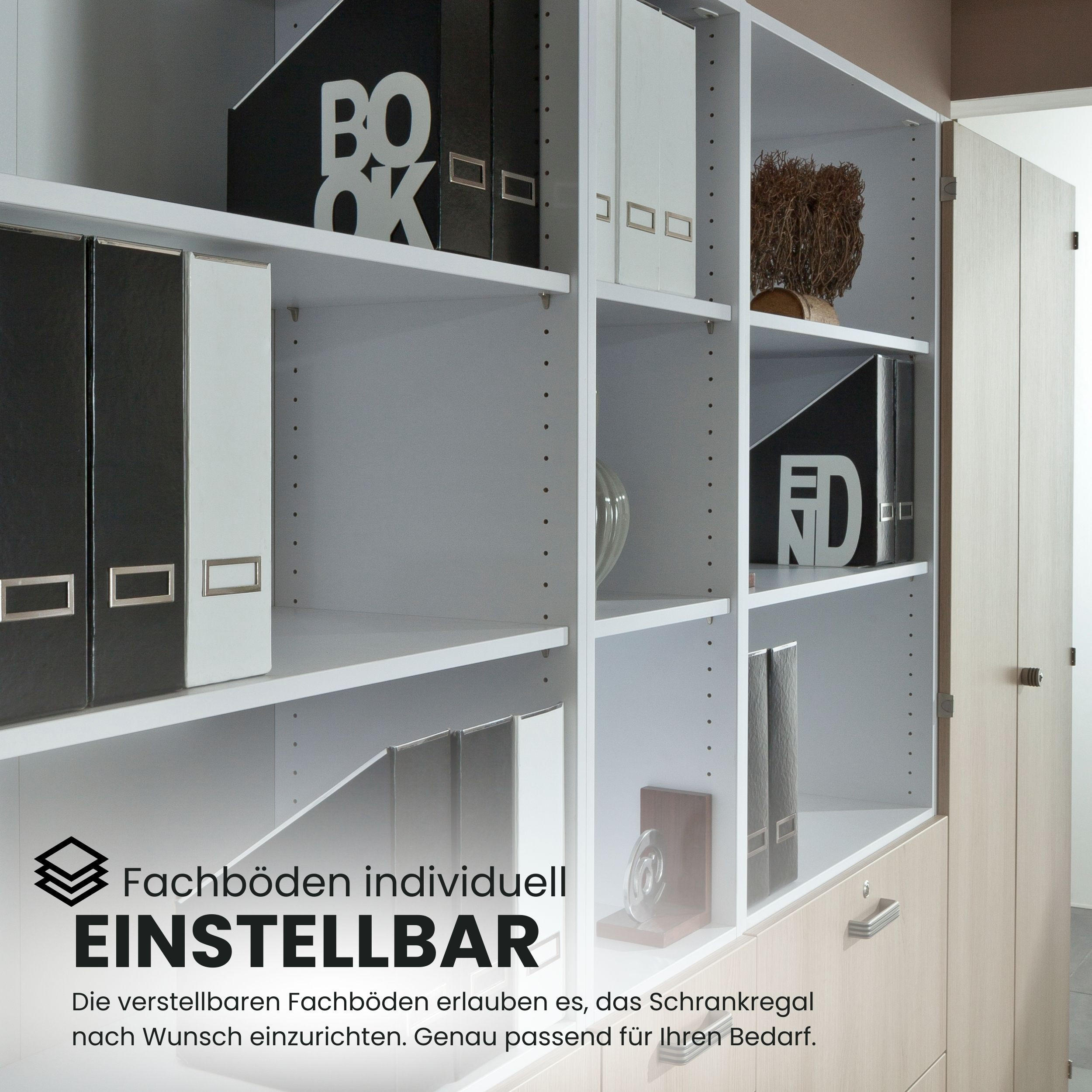 Thumbnail - bümö Regal, Nussbaum, Holzwerkstoff, Nussbaum, 4 Fächer, 100x200.4x40 cm, FSC Mix, Arbeitszimmer, Büroregale, Aktenregal...