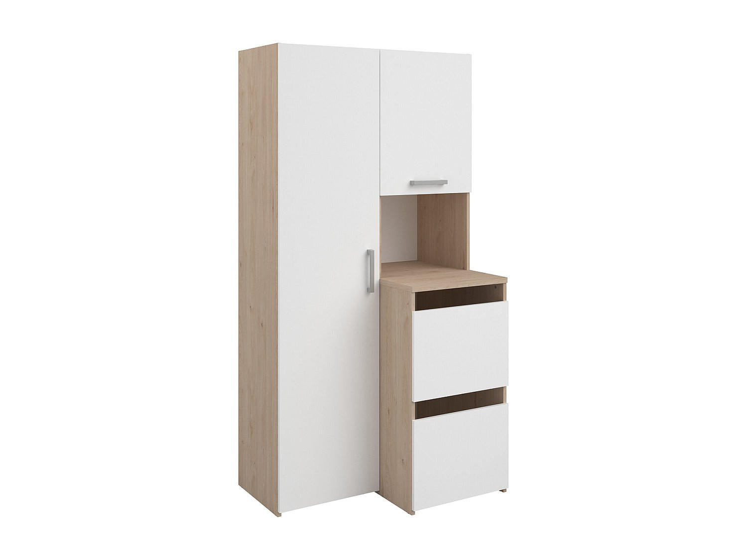 BADSCHRANK - 92.5 cmcm x 66.8 cmcm - Holz, Platte - Naturfarben Hell, Weiß - ERKANO - Naturfarben/Weiß, Holz (92.5/184.4/66.8cm) - Vente-Unique